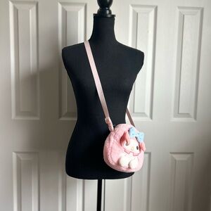 My Melody pink plush crossbody purse